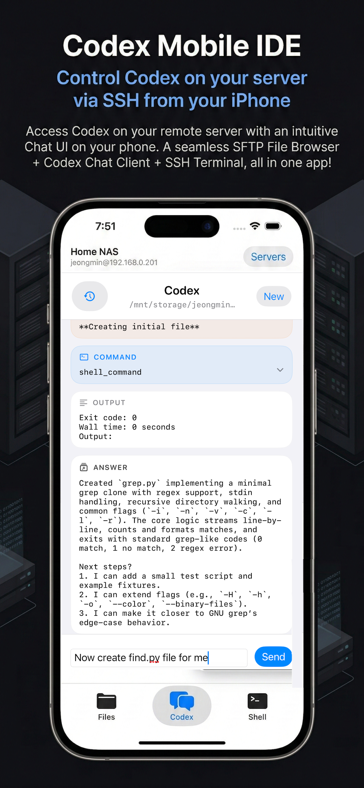 Codex Mobile IDE app preview